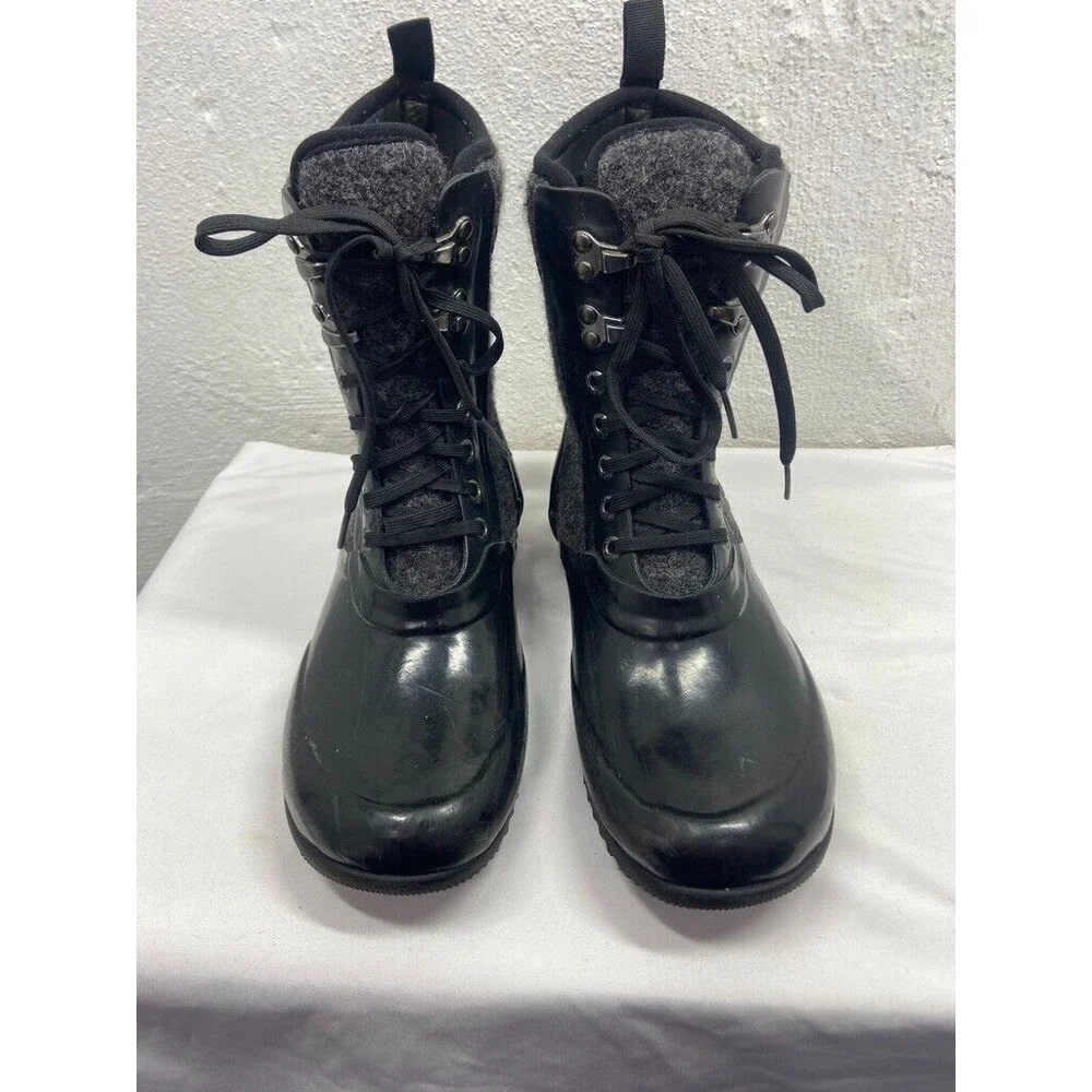 BOGS WOMENS SIZE 6 LACE UP ANKLE BOOTS WATERPROOF WOOL TOP RUBBER BOTTOM